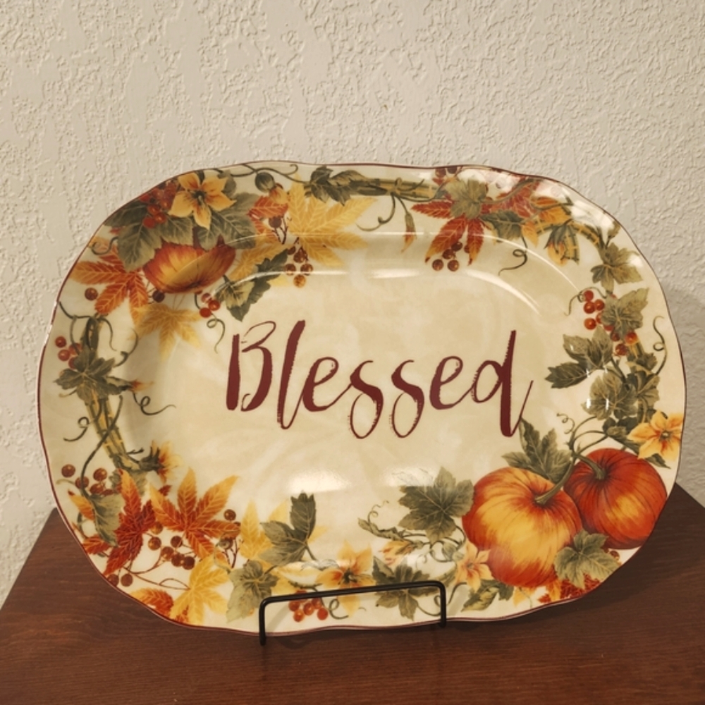 222 Fifth Autumn Harvest 'Blessed' Platter - Multicolor